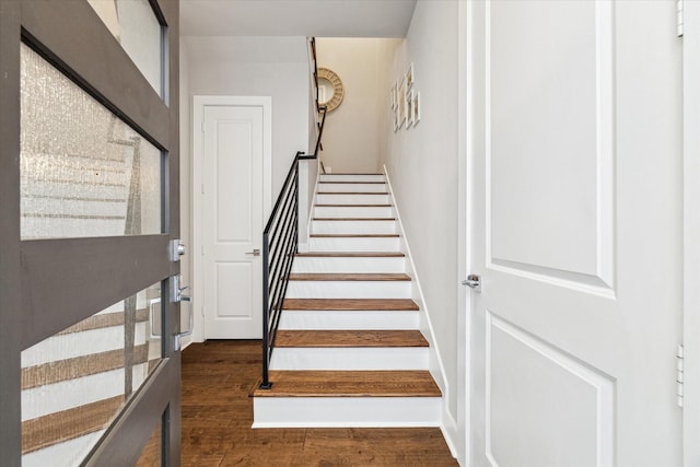 823 Mansfield St Unit E, Houston, TX 77091 - staircase featuring wood finished floors