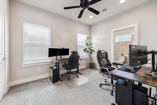823 Mansfield St Unit E, Houston, TX 77091 - office space with ceiling fan, carpet, healthy amount of natural light, baseboards, and recessed lighting