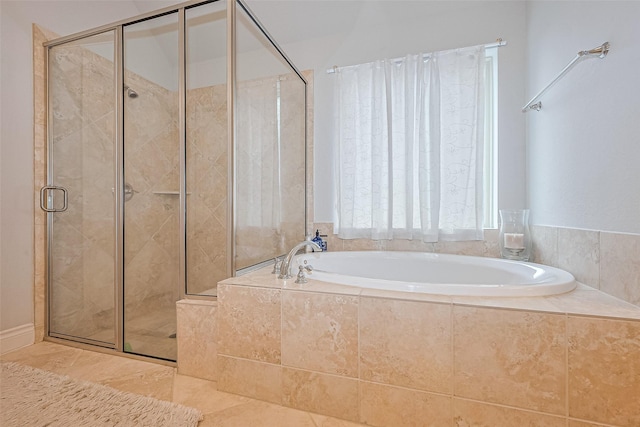 1622 Quail Ridge Dr, Katy, TX 77493 - full bathroom with a bath, a stall shower, and tile patterned flooring