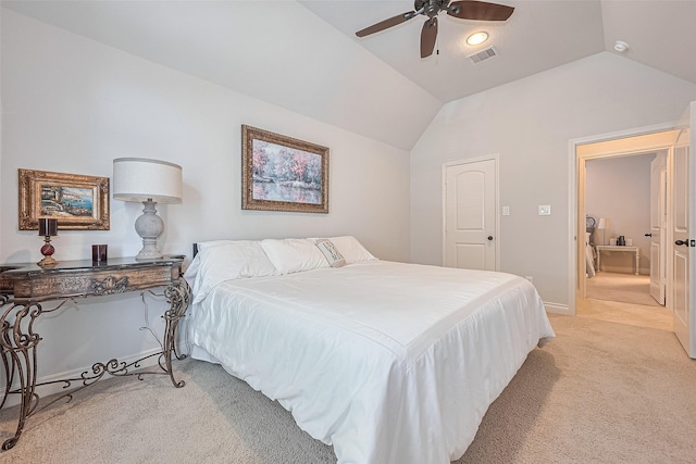 1622 Quail Ridge Dr, Katy, TX 77493 - bedroom featuring light carpet, vaulted ceiling, ceiling fan, and baseboards