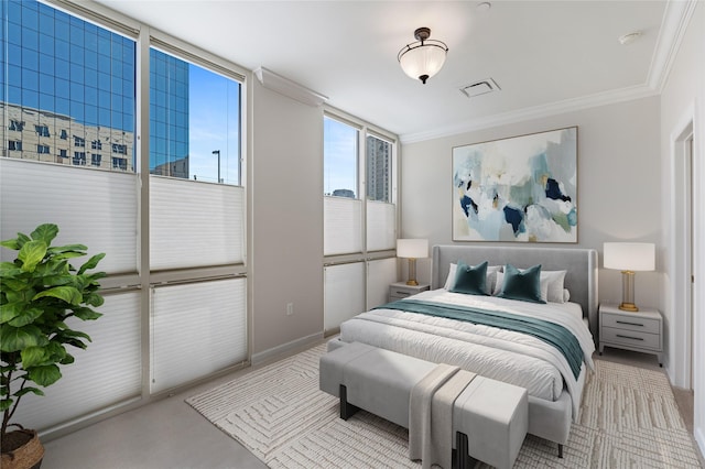 511 S Post Oak Ln Unit 2B, Houston, TX 77056 - bedroom with ornamental molding, carpet floors, and baseboards