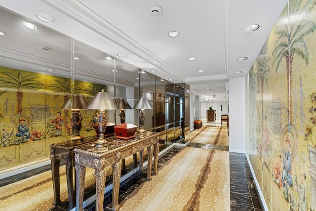 511 S Post Oak Ln Unit 2B, Houston, TX 77056 - community lobby with recessed lighting and ornamental molding