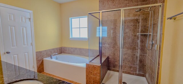 10722 Clearview Villa Pl, Houston, TX 77025 - bathroom with a bath, a shower stall, and vanity