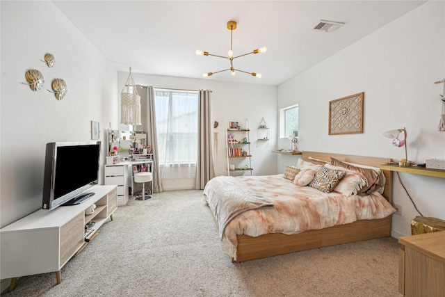 429 Meadow St, Houston, TX 77020 - carpeted bedroom featuring multiple windows and a chandelier