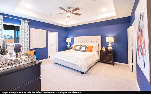 411 Riesling Dr, Alvin, TX 77511 - carpeted bedroom featuring a raised ceiling, baseboards, a ceiling fan, and recessed lighting