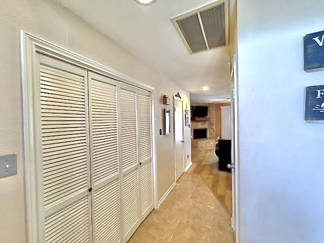 3823 Knollcrest Dr, Montgomery, TX 77356 - hall featuring recessed lighting and attic access