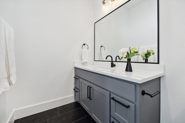 1402 Missouri Unit B, Houston, TX 77006 - bathroom featuring vanity, tile patterned floors, and baseboards