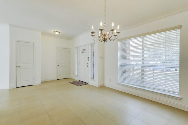 316 Magnolia Way, League City, TX 77573 - foyer entrance with a chandelier, crown molding, baseboards, and light tile patterned flooring