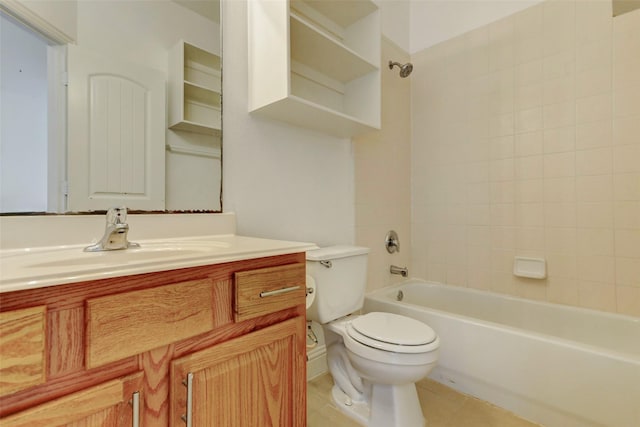 316 Magnolia Way, League City, TX 77573 - full bathroom with toilet, vanity, tile patterned floors, and bathtub / shower combination