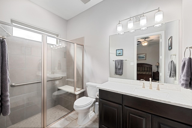 13630 E Palomino Lake Cir, Cypress, TX 77429 - full bath with ensuite bathroom, a ceiling fan, vanity, and a shower stall