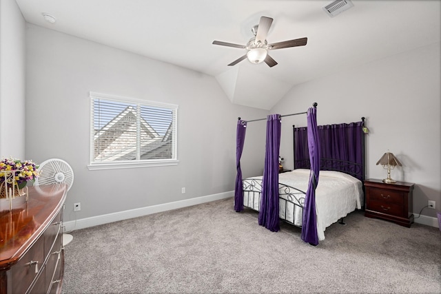 13630 E Palomino Lake Cir, Cypress, TX 77429 - bedroom featuring baseboards, carpet floors, lofted ceiling, and ceiling fan