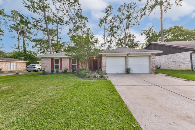 23011 Grand Rapids Ln, Spring, TX 77373 - view of front facade featuring an attached garage, concrete driveway, a front yard, and brick siding