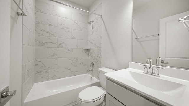2405 Village Azalea Dr, Texas City, TX 77568 - bathroom with toilet, vanity, and washtub / shower combination