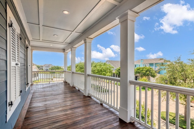 9 Broad St, Galveston, TX 77554 - wooden terrace with a residential view
