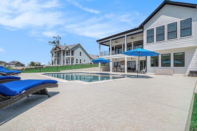 111 Seagull Path, Point Blank, TX 77364 - view of swimming pool with a ceiling fan and a patio