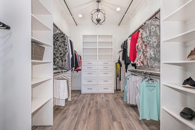 111 Seagull Path, Point Blank, TX 77364 - spacious closet with wood finished floors and a chandelier