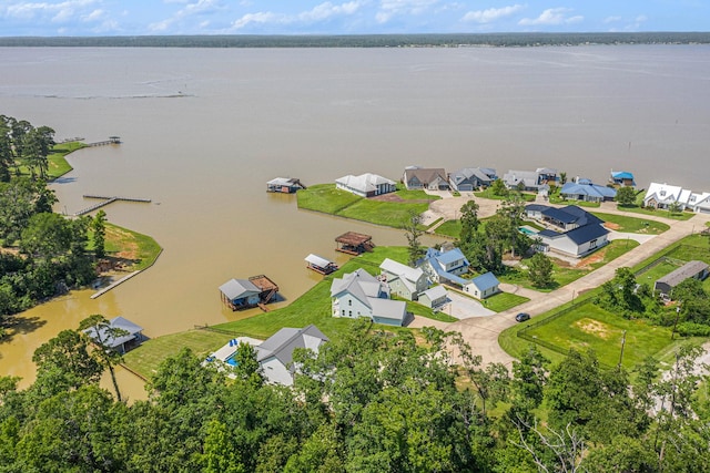 111 Seagull Path, Point Blank, TX 77364 - aerial perspective of suburban area featuring a nearby body of water