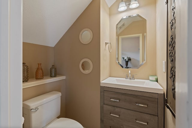 31335 Bearing Star Ln, Tomball, TX 77375 - half bathroom with lofted ceiling and vanity