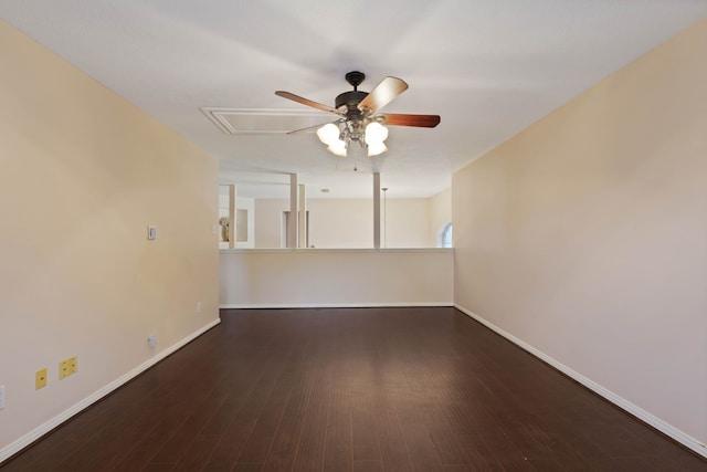 31335 Bearing Star Ln, Tomball, TX 77375 - empty room featuring ceiling fan, attic access, and wood finished floors