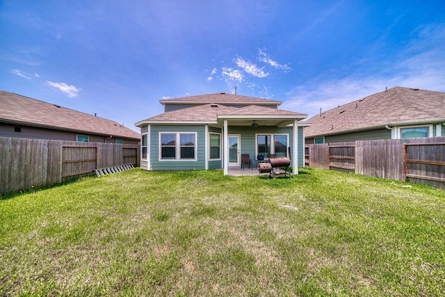 22168 Juniper Crossing Dr, New Caney, TX 77357 - rear view of house featuring a patio area and a ceiling fan