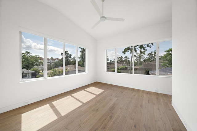1518 Bayram Dr, Houston, TX 77055 - empty room featuring lofted ceiling, hardwood / wood-style floors, and ceiling fan