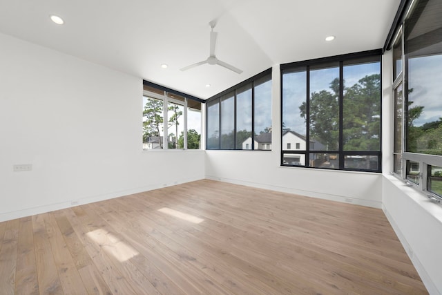 1518 Bayram Dr, Houston, TX 77055 - empty room with a ceiling fan, wood-type flooring, and recessed lighting