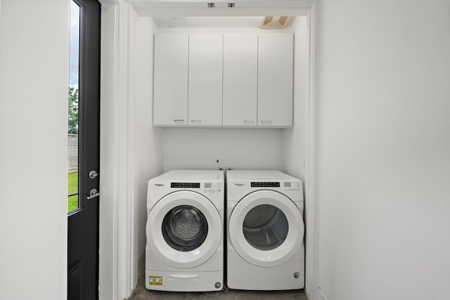 1518 Bayram Dr, Houston, TX 77055 - laundry area with independent washer and dryer and cabinet space