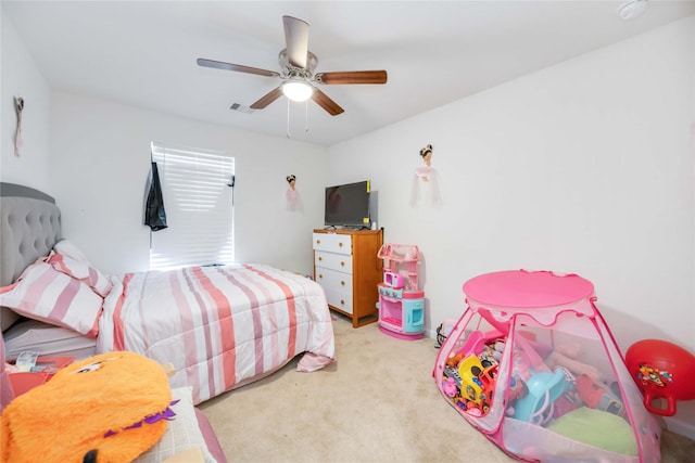 14008 Harmony Ridge Trl, Pearland, TX 77584 - carpeted bedroom featuring a ceiling fan
