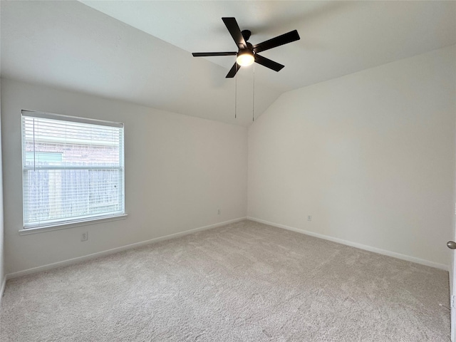 30611 Pinemill Hollow Dr, Spring, TX 77386 - carpeted empty room with lofted ceiling, baseboards, and ceiling fan