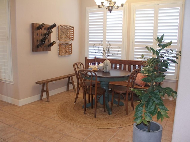 2862 Dees Cir, Sealy, TX 77474 - dining area with a chandelier, healthy amount of natural light, and light tile patterned floors