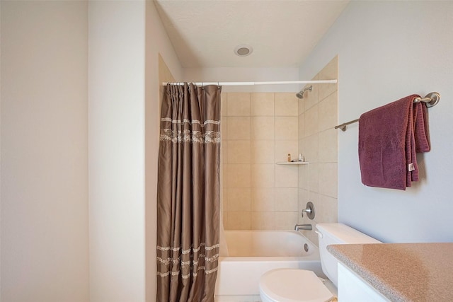 3426 Skyline Village Dr, Houston, TX 77057 - full bathroom with toilet, shower / tub combo with curtain, and vanity