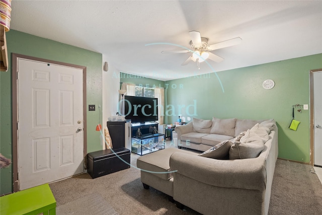 112 N Forest Dr, Willis, TX 77378 - carpeted living area with ceiling fan