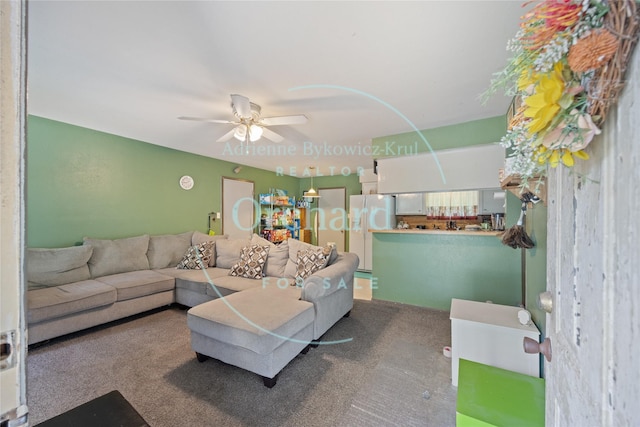 112 N Forest Dr, Willis, TX 77378 - living room with carpet flooring and a ceiling fan