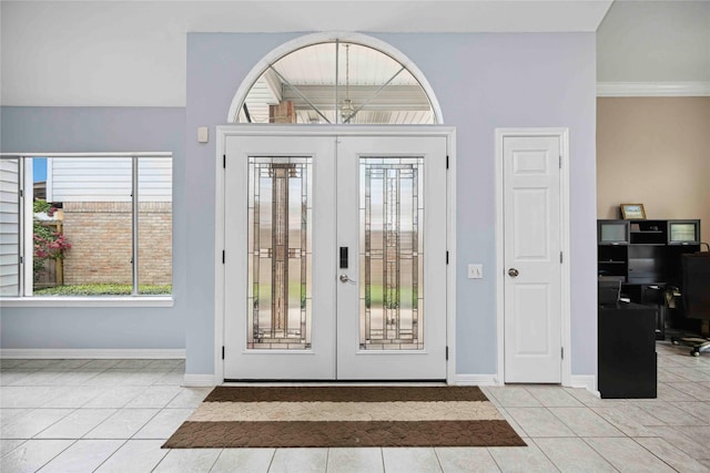 16019 Juniper Grove Dr, Houston, TX 77084 - tiled entrance foyer featuring french doors and baseboards