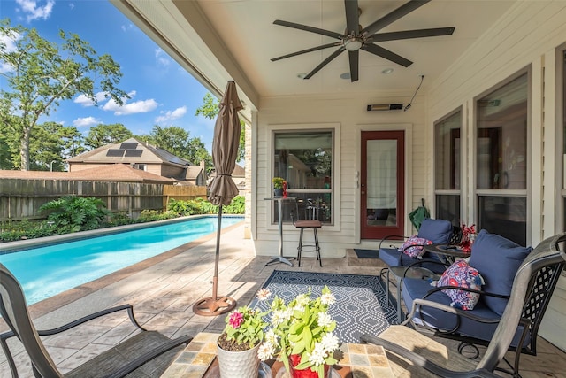 3407 Gold Candle Dr, Spring, TX 77388 - view of pool featuring a ceiling fan and a patio
