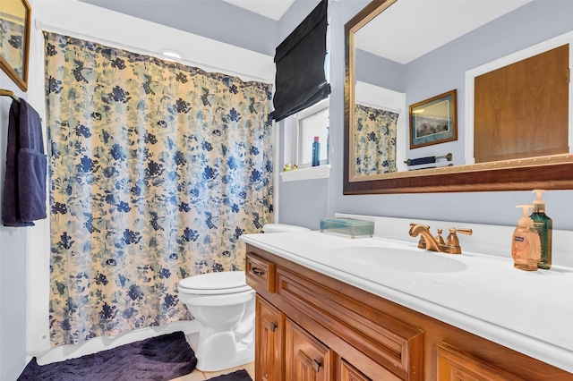 3407 Gold Candle Dr, Spring, TX 77388 - bathroom featuring vanity, toilet, and curtained shower