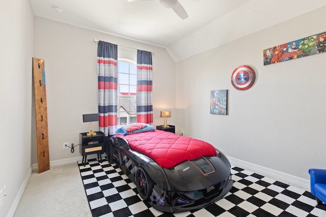 9414 Peralta Creek Ct, Cypress, TX 77433 - bedroom featuring lofted ceiling, baseboards, and ceiling fan