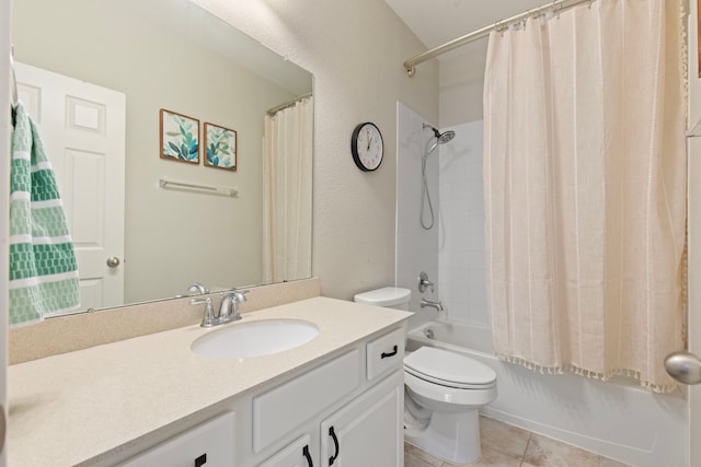 9414 Peralta Creek Ct, Cypress, TX 77433 - full bathroom with toilet, vanity, shower / tub combo, and tile patterned floors