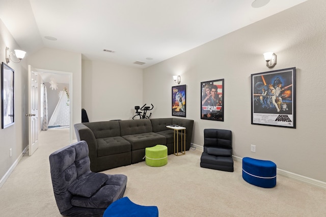 9414 Peralta Creek Ct, Cypress, TX 77433 - carpeted living room with vaulted ceiling and baseboards
