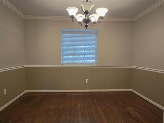 20339 Acapulco Cove Dr, Humble, TX 77346 - unfurnished room featuring a chandelier, baseboards, wood finished floors, and ornamental molding