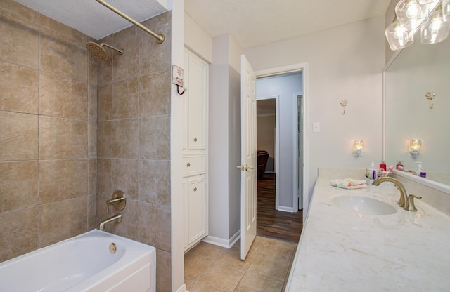 3305 Park Shadow Ln, Deer Park, TX 77536 - bathroom with vanity, bathing tub / shower combination, and tile patterned floors