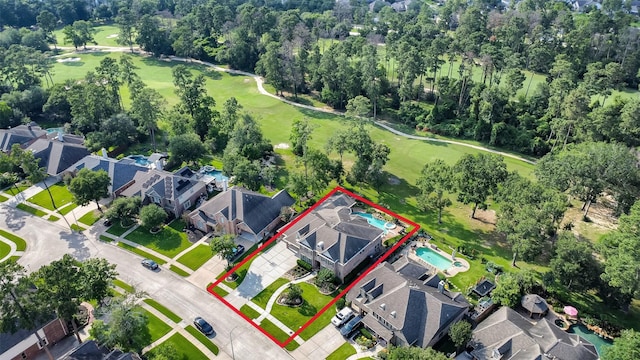 14806 Cantwell Bnd, Cypress, TX 77429 - aerial view of residential area featuring property parcel outlined and a golf course