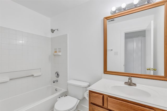 26881 Manor Crest Ct, Kingwood, TX 77339 - bathroom with vanity, shower / bathtub combination, and toilet