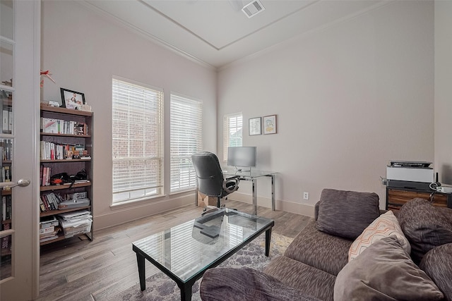 13707 Rivendell Crest Ln, Cypress, TX 77429 - office space with crown molding and wood finished floors