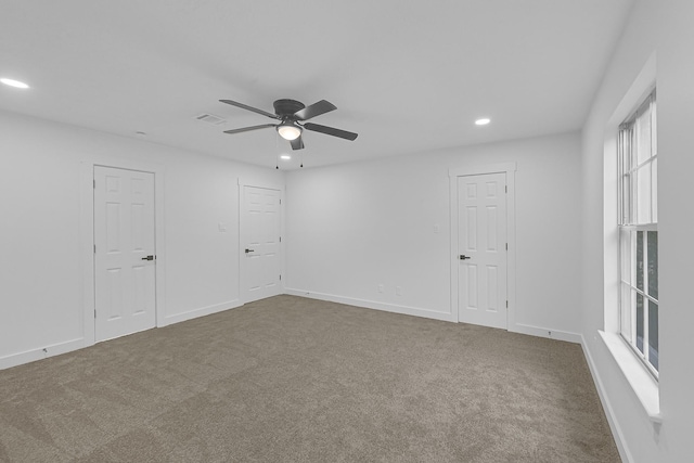 16218 Coral Bay St, Crosby, TX 77532 - empty room featuring recessed lighting, a ceiling fan, carpet floors, and baseboards