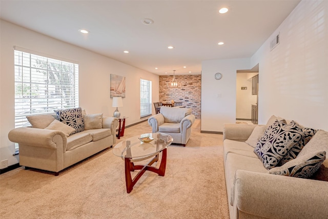 5863 Inwood Dr Unit 5, Houston, TX 77057 - living area with light carpet, recessed lighting, and baseboards