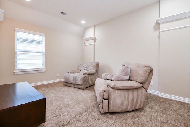 26706 Grey Swan Dr, Katy, TX 77494 - sitting room featuring carpet flooring, baseboards, recessed lighting, and lofted ceiling