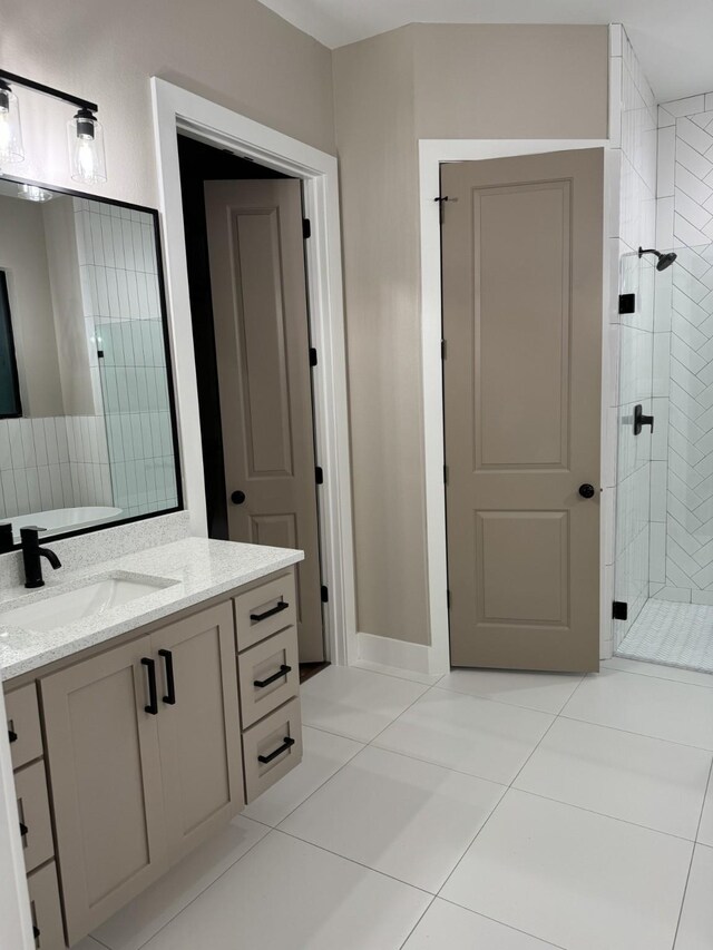 262 Rd 660, Dayton, TX 77535 - bathroom featuring vanity, a shower stall, and tile patterned floors