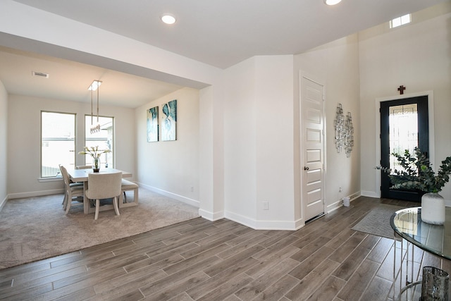 31142 Crescent Hill Dr, Fulshear, TX 77441 - dining area featuring baseboards, dark wood finished floors, and recessed lighting