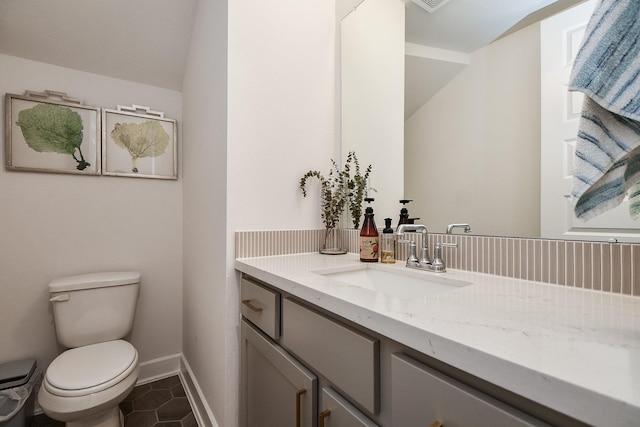 31142 Crescent Hill Dr, Fulshear, TX 77441 - half bath with toilet, vanity, tile patterned floors, and baseboards